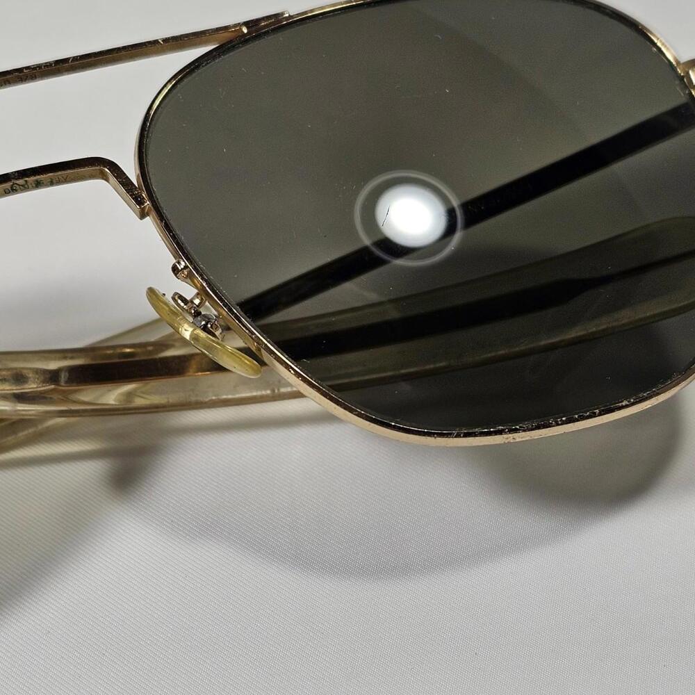 Vintage Randolph Engineering RE Metal Aviator Gold Italy Sunglasses 5 1/2 USA - Picture 13 of 13